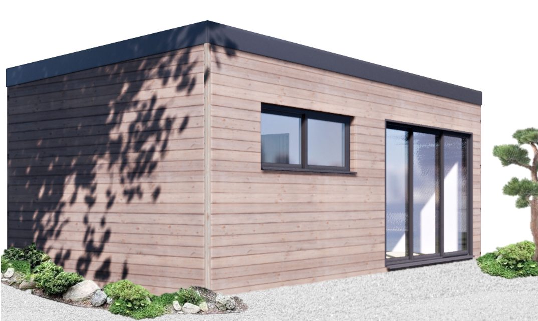 Chalet bois habitable de 35 m² toit plat 
